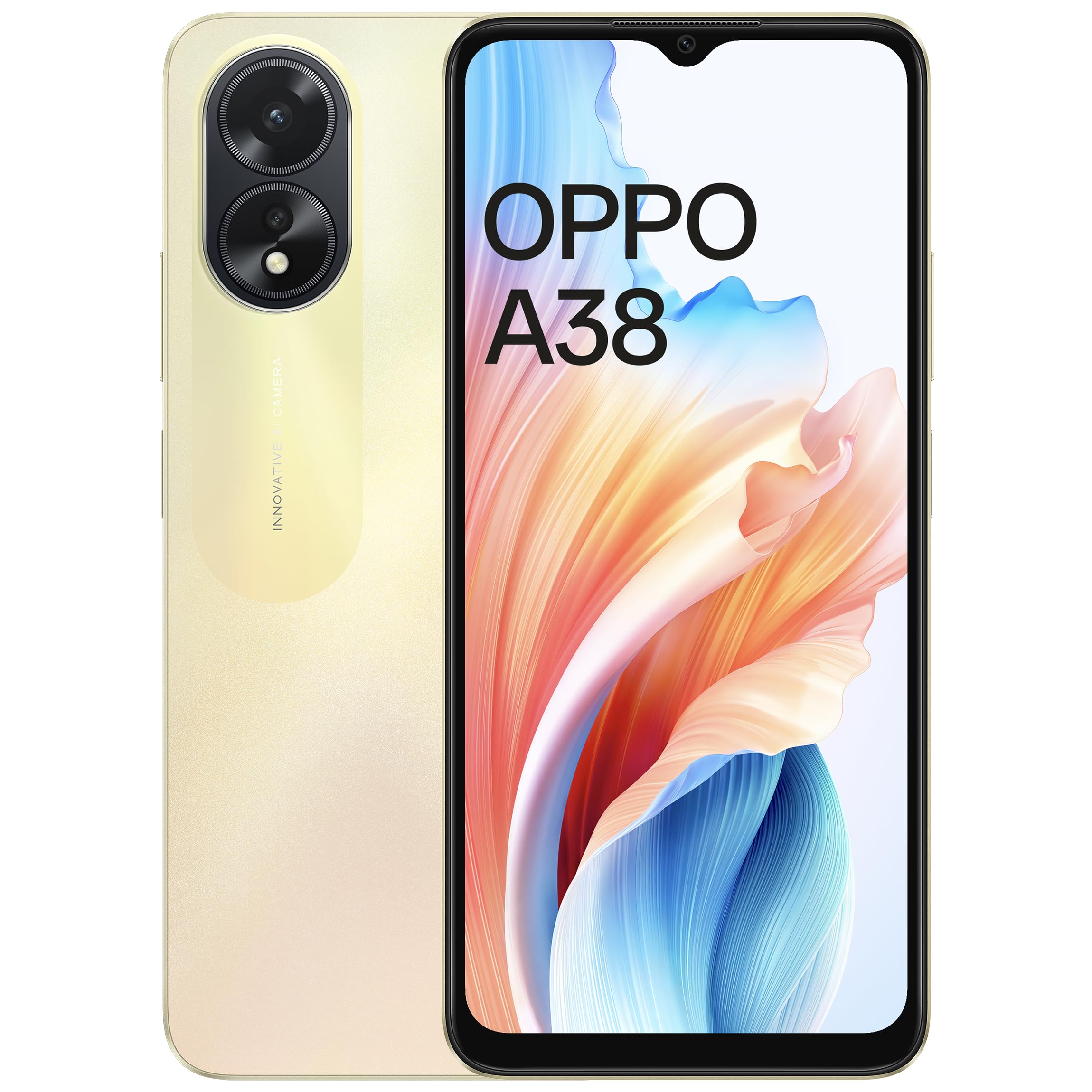 OPPO A38 90Hz display front view and back view camera